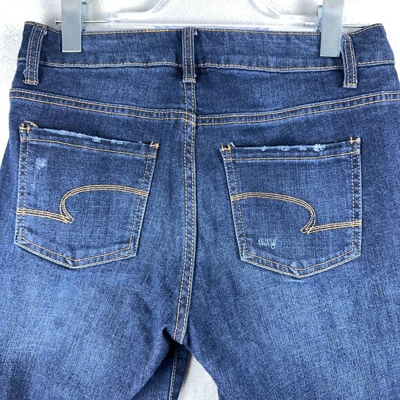 Time and Tru Mid Rise Straight Cropped Jeans Distressed Womens Blue Size 10 - Picture 4 of 12